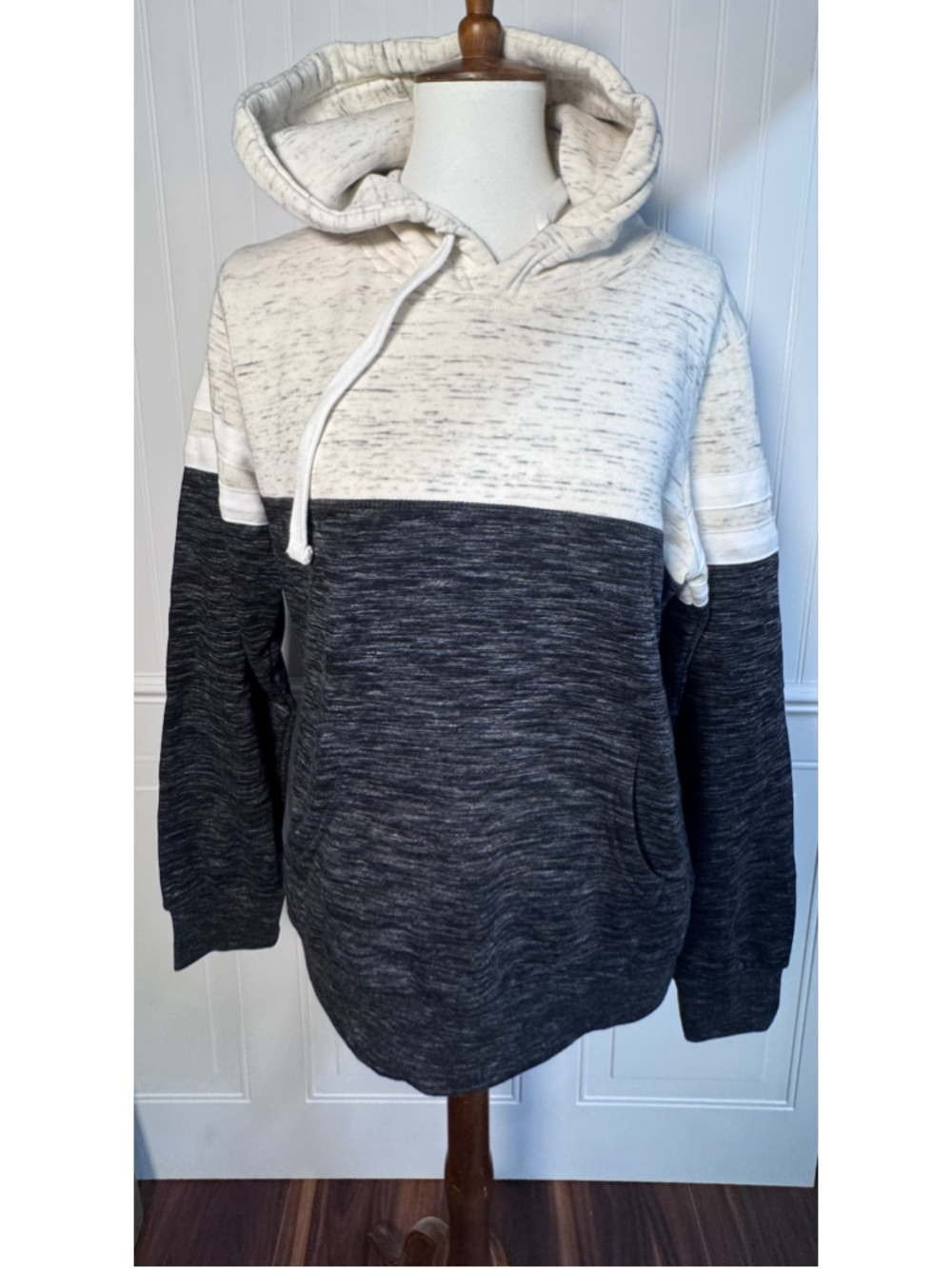 Women's Reflex Colorblock Hoodie Sweatshirt Size L Grey White